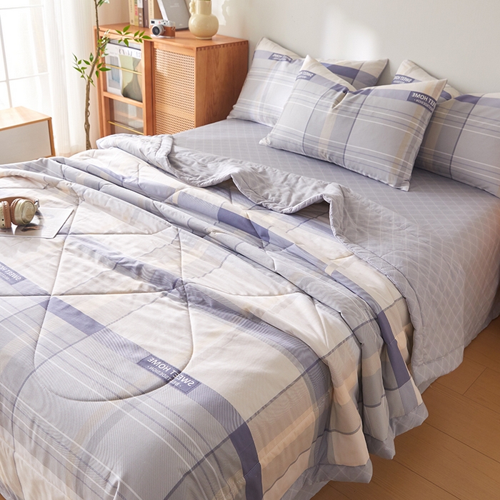 91家纺网 家纺一手货源 找家纺 海洋家纺 2026新款A类里外全棉印花夏被四件套 格韵空间