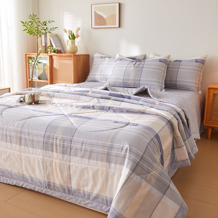 91家纺网 家纺一手货源 找家纺 海洋家纺 2026新款A类里外全棉印花夏被四件套 格韵空间