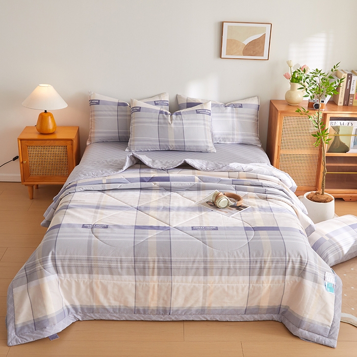 91家纺网 家纺一手货源 找家纺 海洋家纺 2026新款A类里外全棉印花夏被四件套 格韵空间