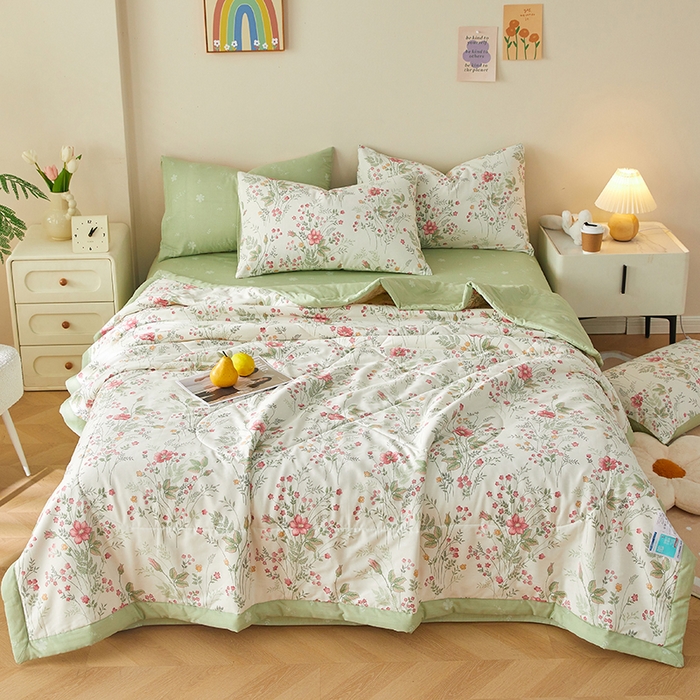 91家纺网 家纺一手货源 找家纺 海洋家纺 2026新款A类里外全棉印花夏被四件套 花涧艺