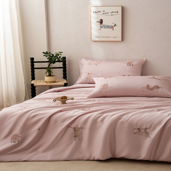 波比可可  2026新款 春夏 60支莱赛尔兰精天丝绣花刺绣四件套 甜蜜花园