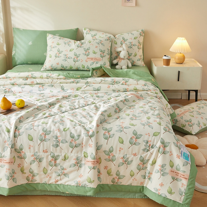 91家纺网 家纺一手货源 找家纺 海洋家纺 2026新款A类里外全棉印花夏被四件套 花叶漫舞