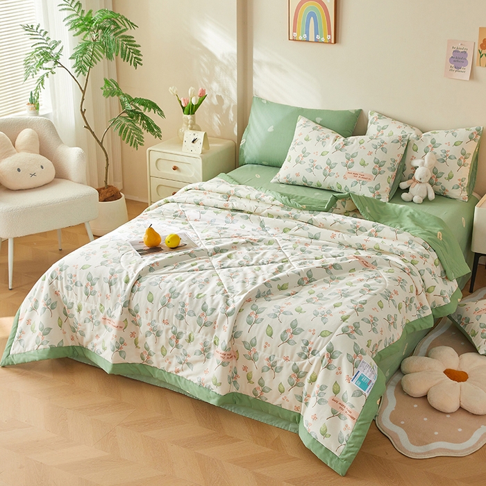 91家纺网 家纺一手货源 找家纺 海洋家纺 2026新款A类里外全棉印花夏被四件套 花叶漫舞