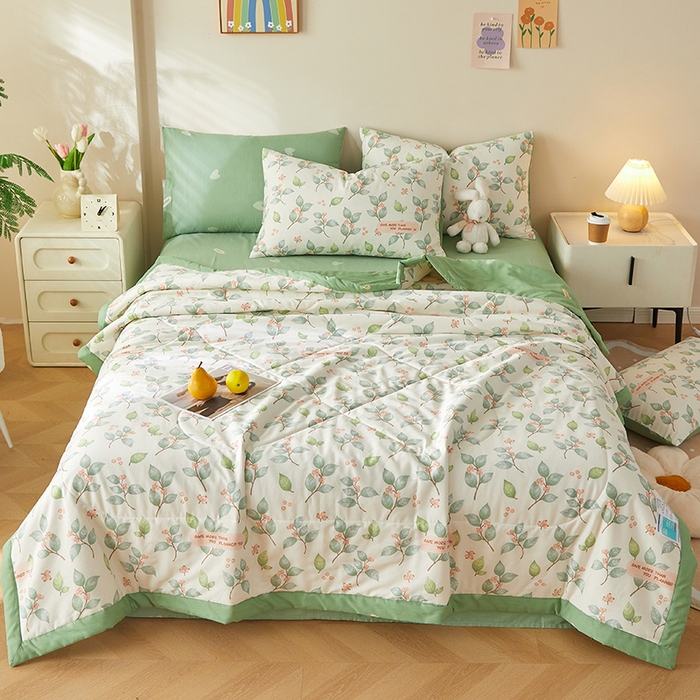 91家纺网 家纺一手货源 找家纺 海洋家纺 2026新款A类里外全棉印花夏被四件套 花叶漫舞