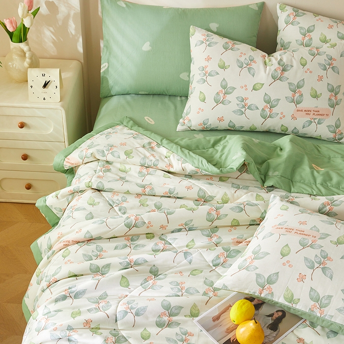 91家纺网 家纺一手货源 找家纺 海洋家纺 2026新款A类里外全棉印花夏被四件套 花叶漫舞