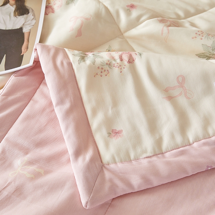 91家纺网 家纺一手货源 找家纺 海洋家纺 2026新款A类里外全棉印花夏被四件套 花影