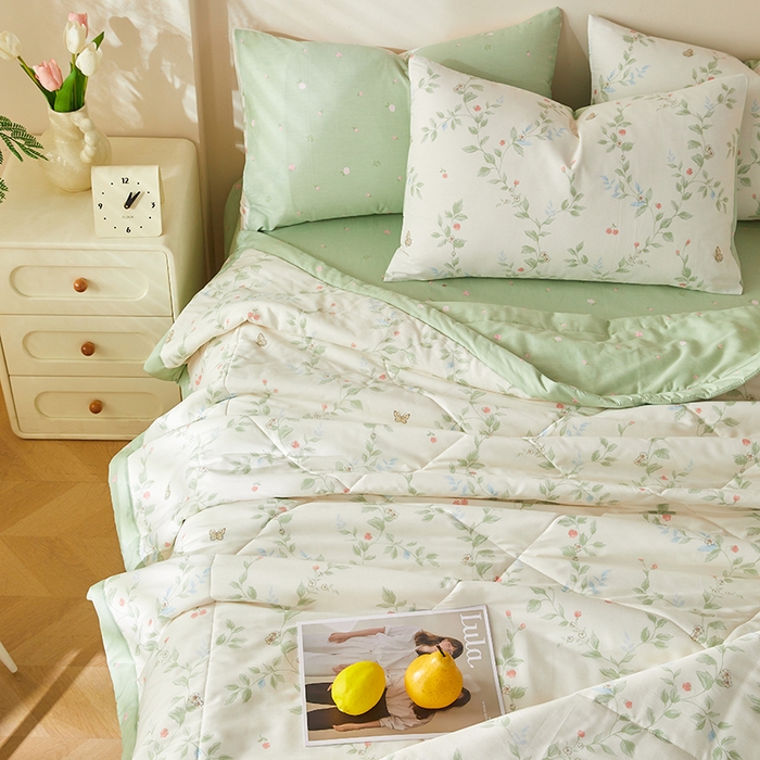 91家纺网 家纺一手货源 找家纺 海洋家纺 2026新款A类里外全棉印花夏被四件套 花枝硕果