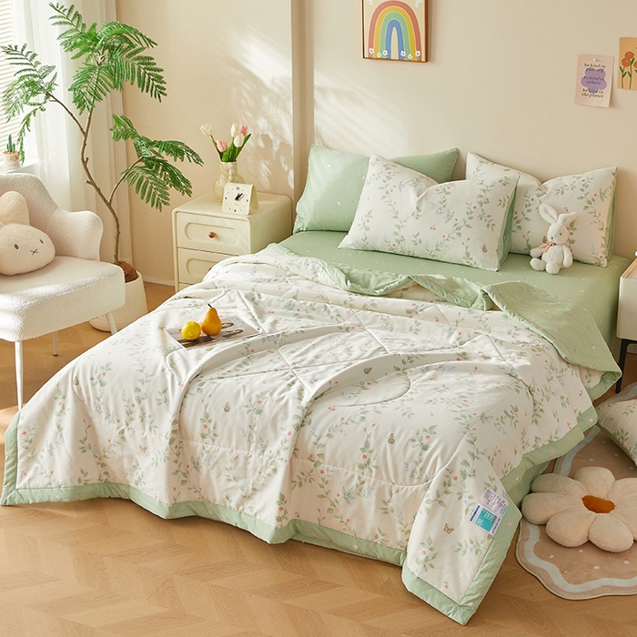 91家纺网 家纺一手货源 找家纺 海洋家纺 2026新款A类里外全棉印花夏被四件套 花枝硕果