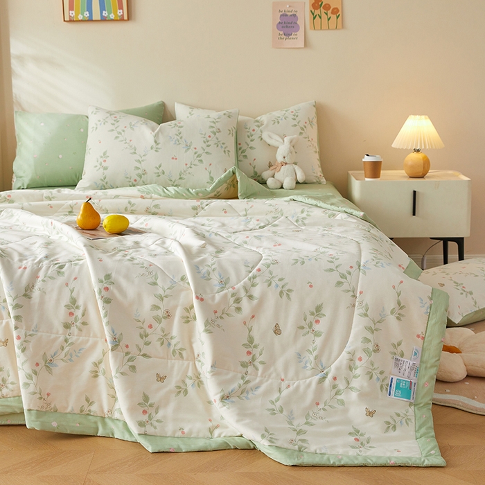 91家纺网 家纺一手货源 找家纺 海洋家纺 2026新款A类里外全棉印花夏被四件套 花枝硕果