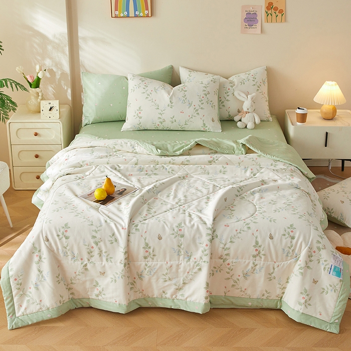 91家纺网 家纺一手货源 找家纺 海洋家纺 2026新款A类里外全棉印花夏被四件套 花枝硕果