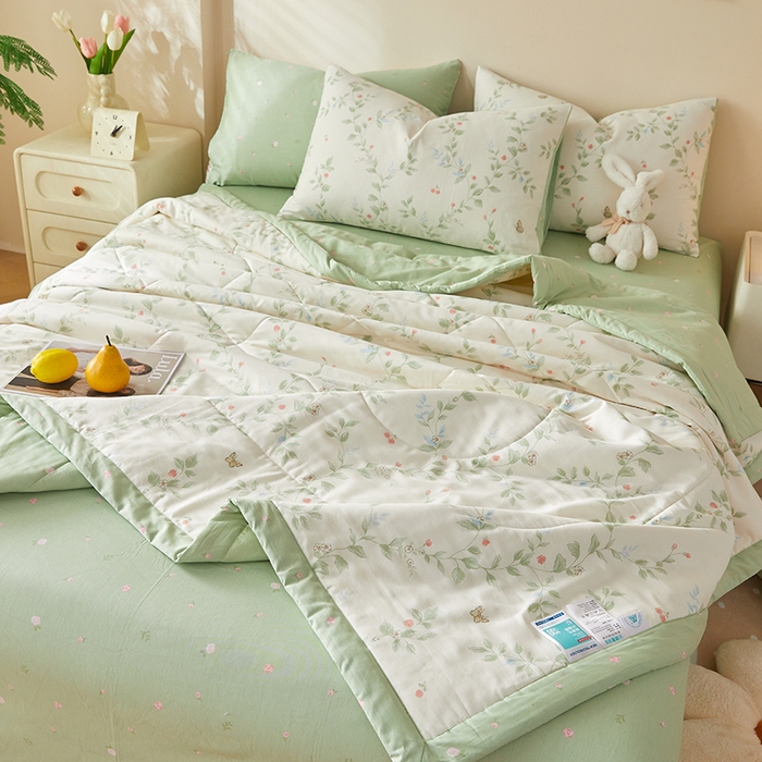 91家纺网 家纺一手货源 找家纺 海洋家纺 2026新款A类里外全棉印花夏被四件套 花枝硕果