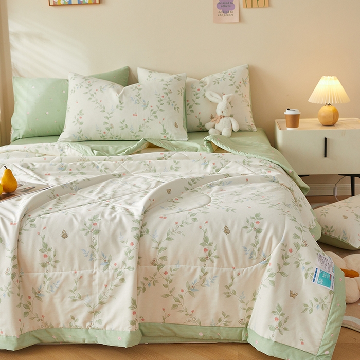 91家纺网 家纺一手货源 找家纺 海洋家纺 2026新款A类里外全棉印花夏被四件套 花枝硕果