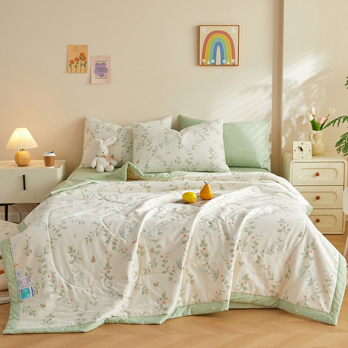 91家纺网 家纺一手货源 找家纺 海洋家纺 2026新款A类里外全棉印花夏被四件套 花枝硕果