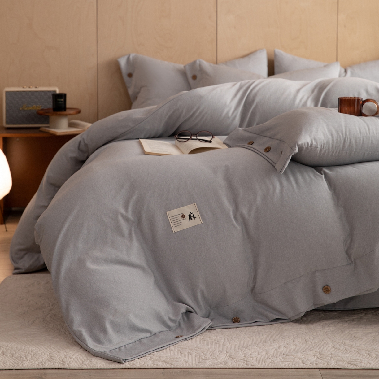 91家纺网 家纺一手货源 找家纺 （总）绒世界 2026新款雨露麻纽扣款床单床笠四件套