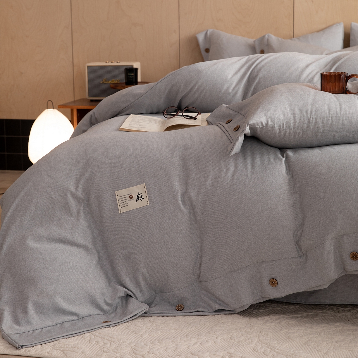 91家纺网 家纺一手货源 找家纺 （总）绒世界 2026新款雨露麻纽扣款床单床笠四件套