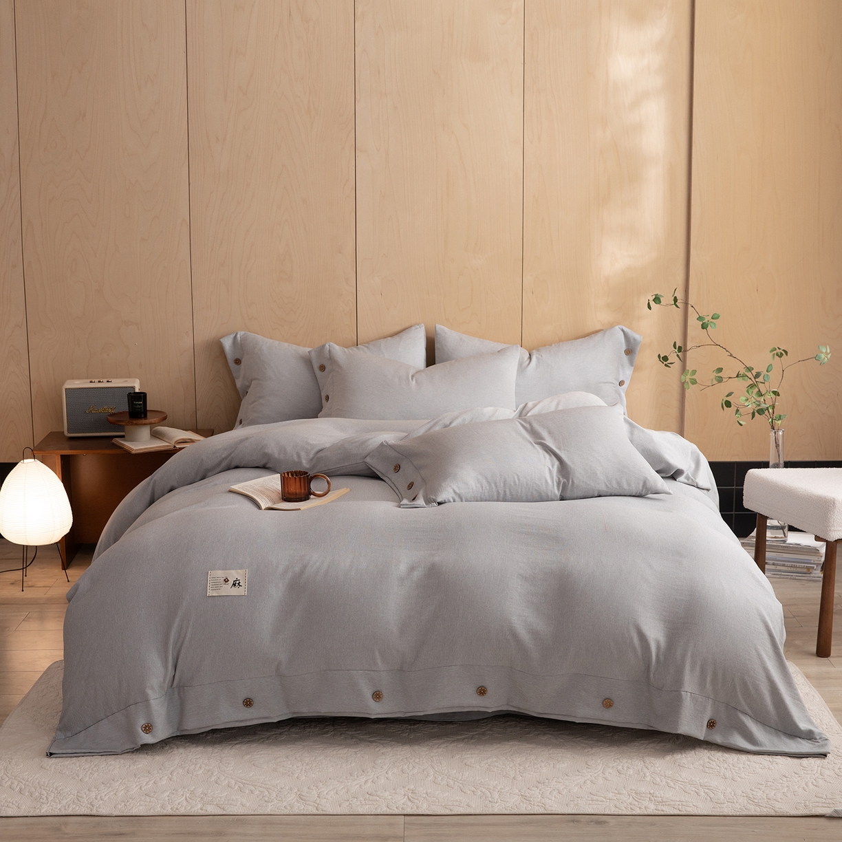 91家纺网 家纺一手货源 找家纺 （总）绒世界 2026新款雨露麻纽扣款床单床笠四件套