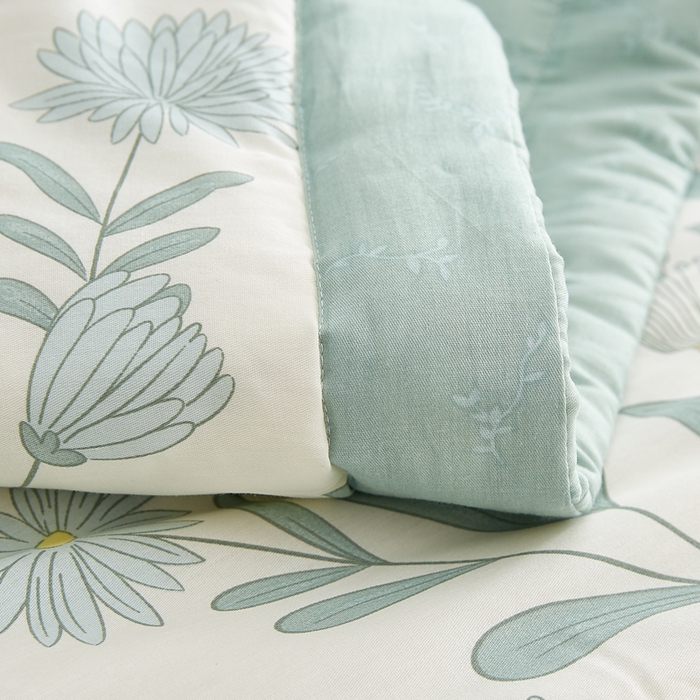 91家纺网 家纺一手货源 找家纺 海洋家纺 2026新款A类里外全棉印花夏被四件套 蓝风铃