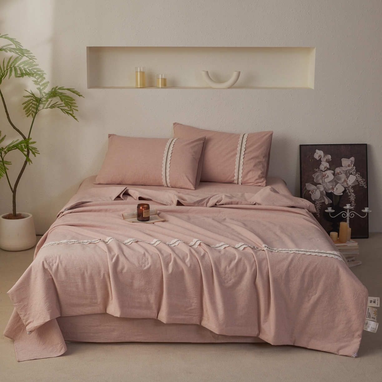 91家纺网 家纺一手货源 找家纺 （总）尊妙被业 2026新款A类棉麻亚麻夏被大豆夏被四件套