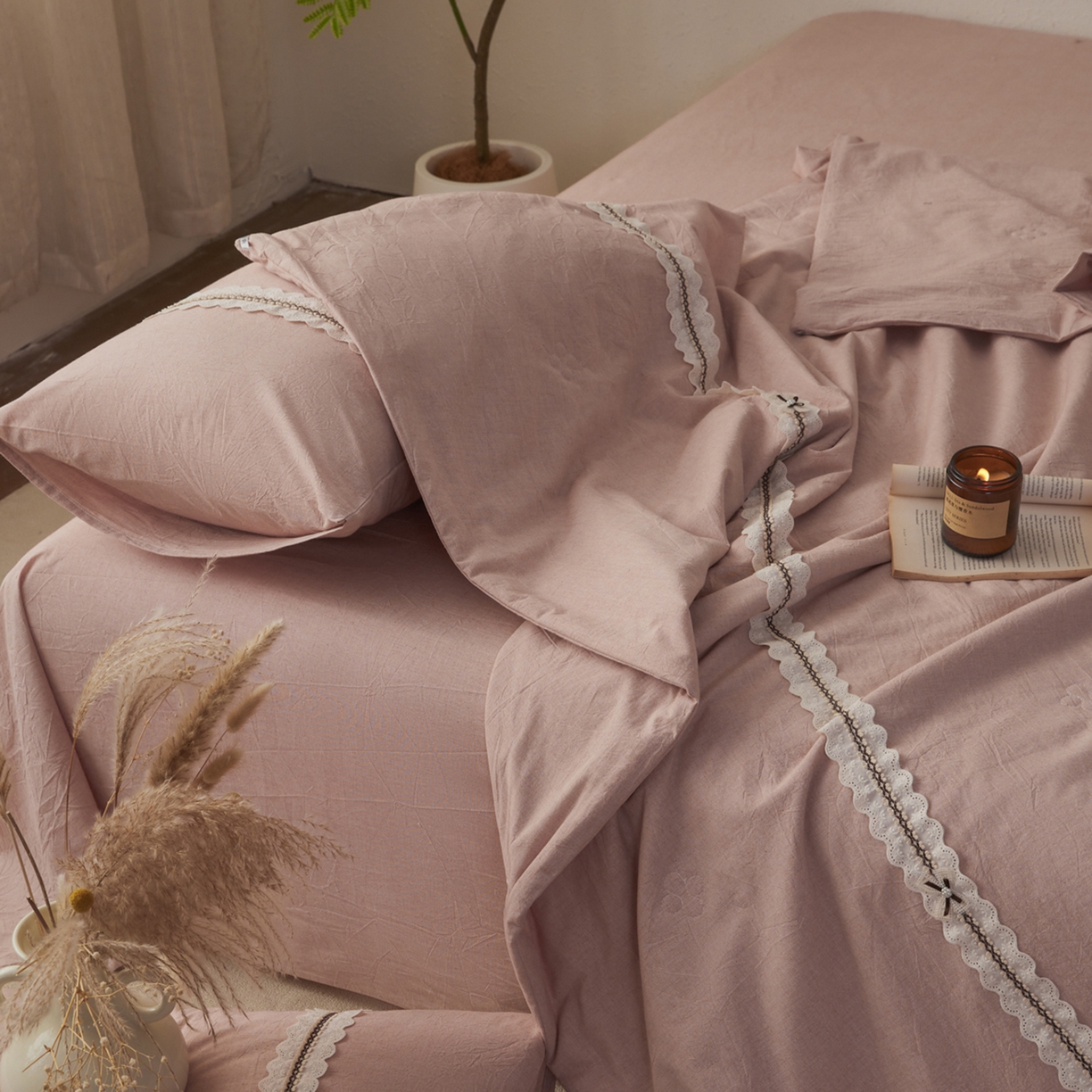 91家纺网 家纺一手货源 找家纺 （总）尊妙被业 2026新款A类棉麻亚麻夏被大豆夏被四件套