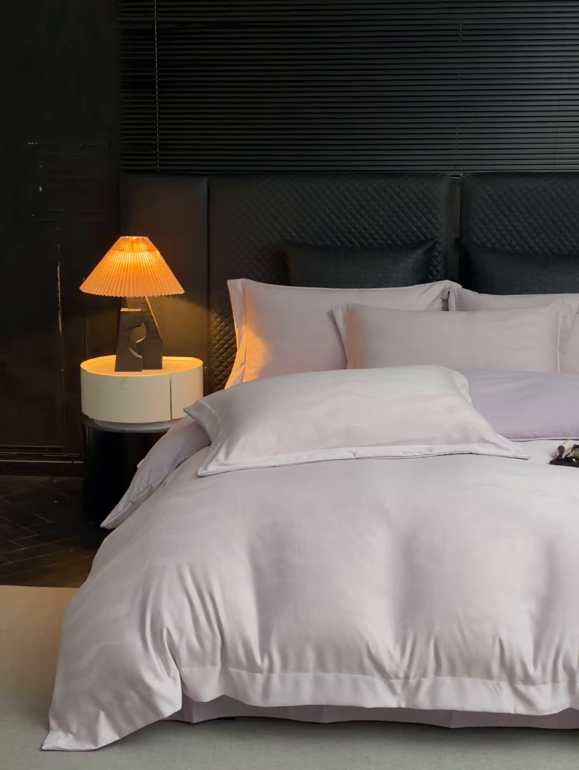 91家纺网 家纺一手货源 找家纺 绒世界 2026新款压线款金丝提花床单床笠四件套 金丝提花-烟灰紫