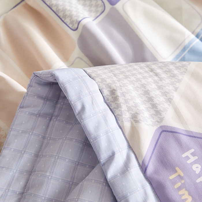 91家纺网 家纺一手货源 找家纺 海洋家纺 2026新款100%里外全棉夏被印花空调被夏凉被薄被子棉花夏被四件套 菱形格 蓝