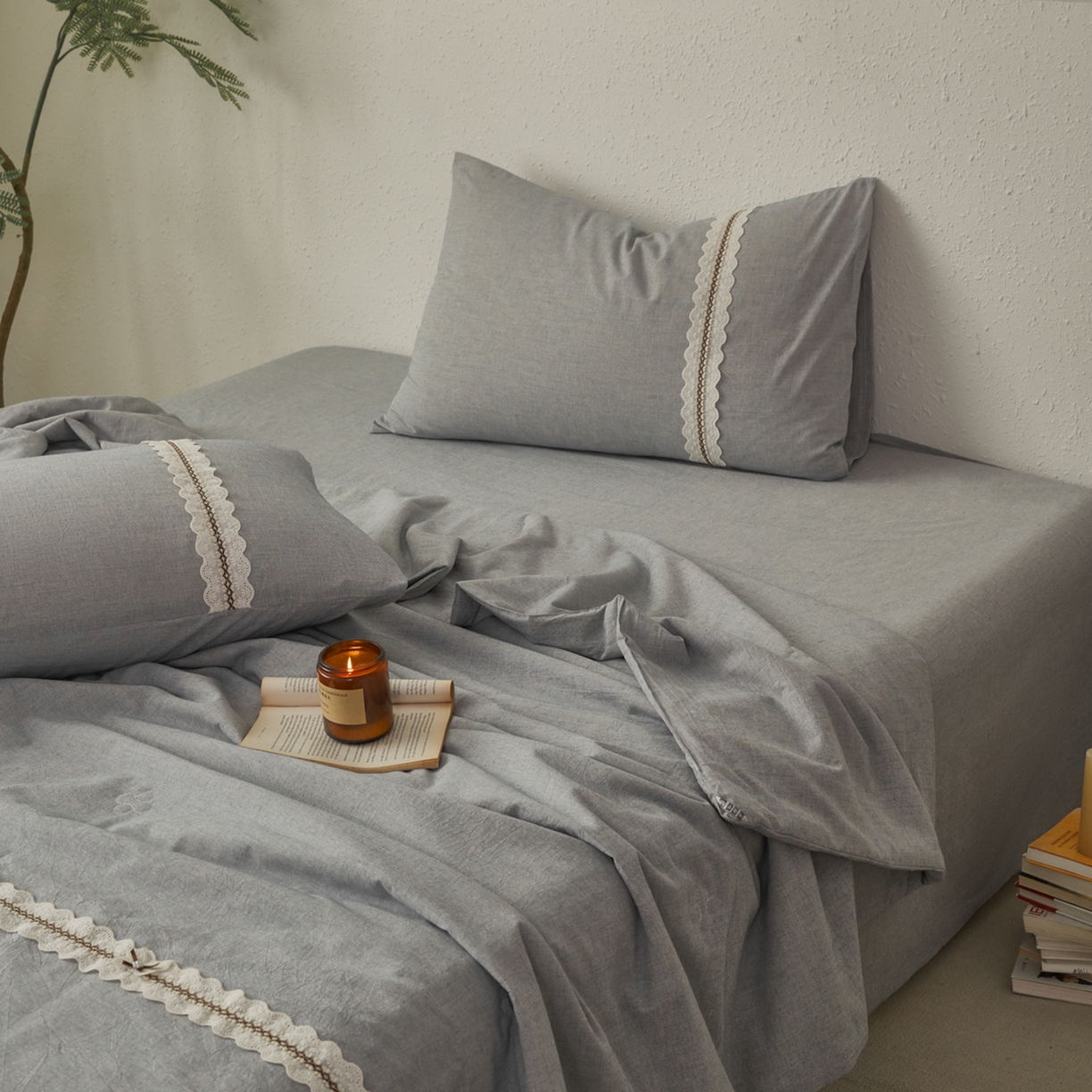 91家纺网 家纺一手货源 找家纺 尊妙被业 2026新款A类棉麻亚麻夏被大豆夏被四件套 棉麻 蓝