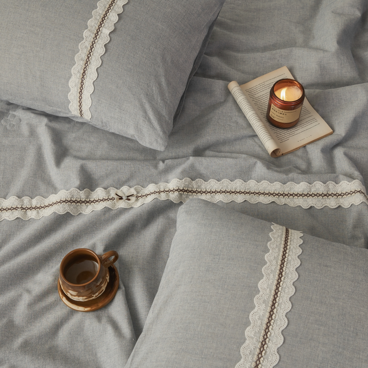 91家纺网 家纺一手货源 找家纺 尊妙被业 2026新款A类棉麻亚麻夏被大豆夏被四件套 棉麻 蓝