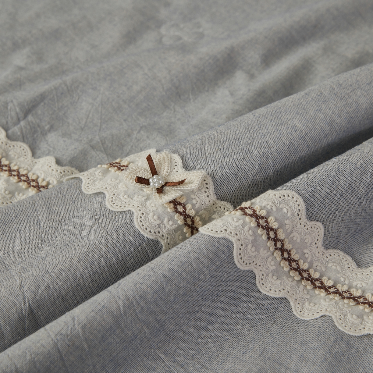 91家纺网 家纺一手货源 找家纺 尊妙被业 2026新款A类棉麻亚麻夏被大豆夏被四件套 棉麻 蓝