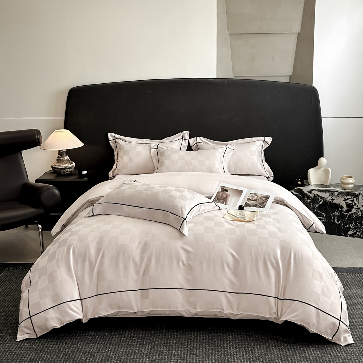 91家纺网 家纺一手货源 找家纺 丝印良品 2026新款贡缎提花床单床笠四件套 香槟