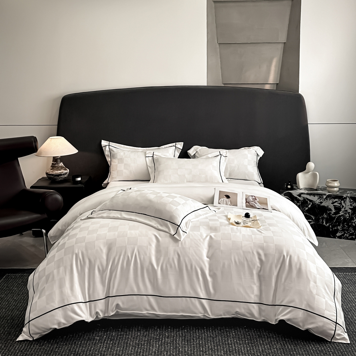 91家纺网 家纺一手货源 找家纺 丝印良品 2026新款贡缎提花床单床笠四件套 象牙白