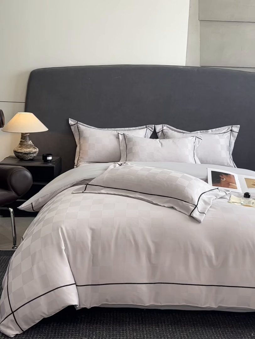 91家纺网 家纺一手货源 找家纺 丝印良品 2026新款贡缎提花床单床笠四件套 银灰