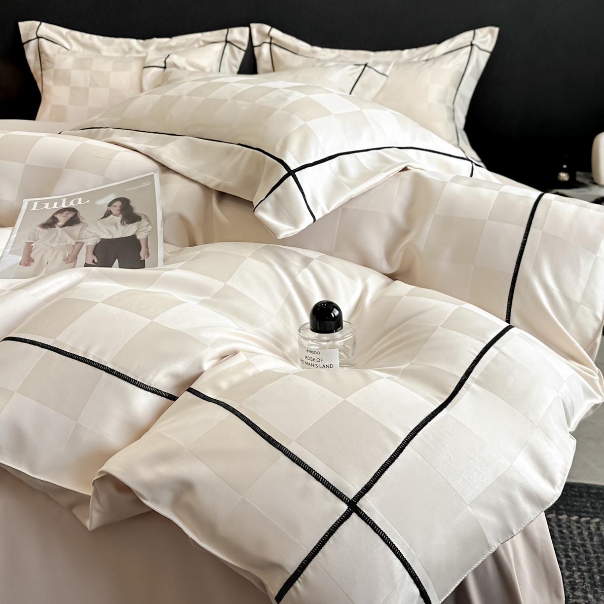 丝印良品 2026新款贡缎提花床单床笠四件套 卡其