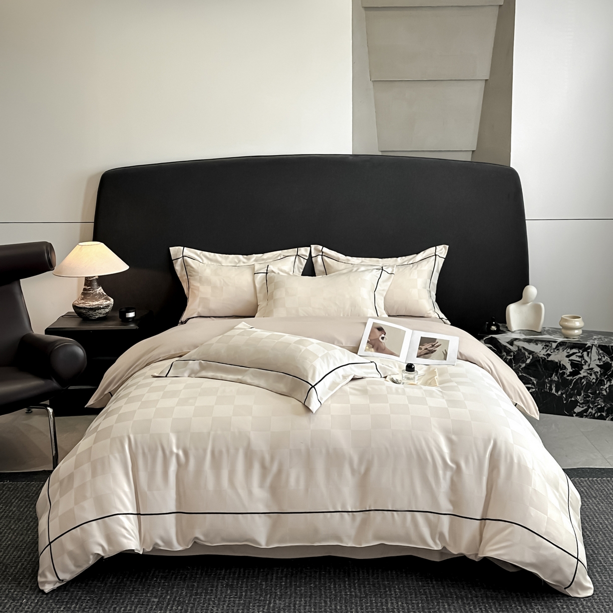 91家纺网 家纺一手货源 找家纺 丝印良品 2026新款贡缎提花床单床笠四件套 卡其