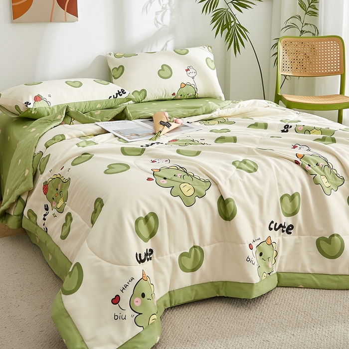 91家纺网 家纺一手货源 找家纺 海洋家纺 2026新款100%里外全棉夏被印花空调被夏凉被薄被子棉花夏被四件套 洛洛龙