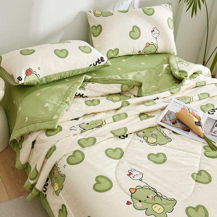 91家纺网 家纺一手货源 找家纺 海洋家纺 2026新款100%里外全棉夏被印花空调被夏凉被薄被子棉花夏被四件套 洛洛龙