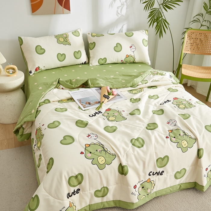 91家纺网 家纺一手货源 找家纺 海洋家纺 2026新款100%里外全棉夏被印花空调被夏凉被薄被子棉花夏被四件套 洛洛龙