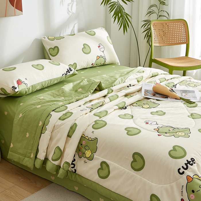 91家纺网 家纺一手货源 找家纺 海洋家纺 2026新款100%里外全棉夏被印花空调被夏凉被薄被子棉花夏被四件套 洛洛龙