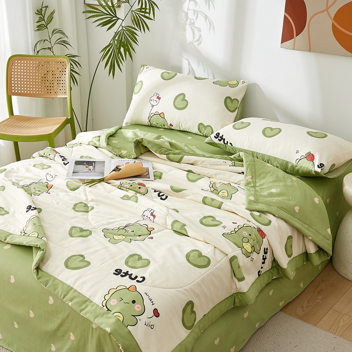 91家纺网 家纺一手货源 找家纺 海洋家纺 2026新款100%里外全棉夏被印花空调被夏凉被薄被子棉花夏被四件套 洛洛龙