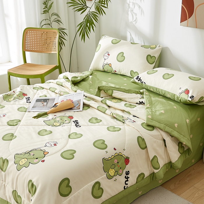 91家纺网 家纺一手货源 找家纺 海洋家纺 2026新款100%里外全棉夏被印花空调被夏凉被薄被子棉花夏被四件套 洛洛龙