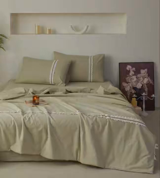 91家纺网 家纺一手货源 找家纺 尊妙被业 2026新款A类棉麻亚麻夏被大豆夏被四件套 棉麻 绿