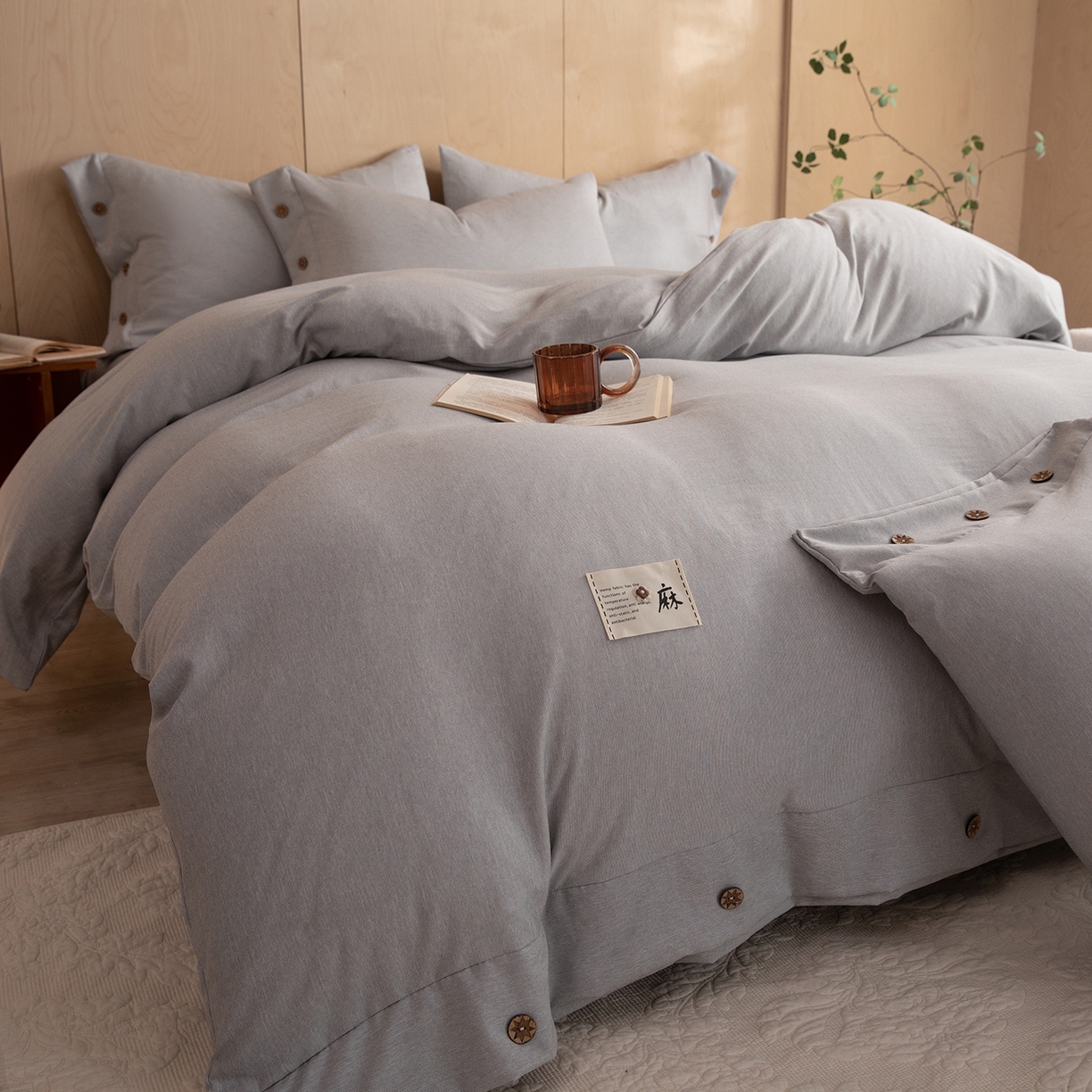 91家纺网 家纺一手货源 找家纺 （总）丝印良品 2026新款雨露麻纽扣款床单床笠四件套