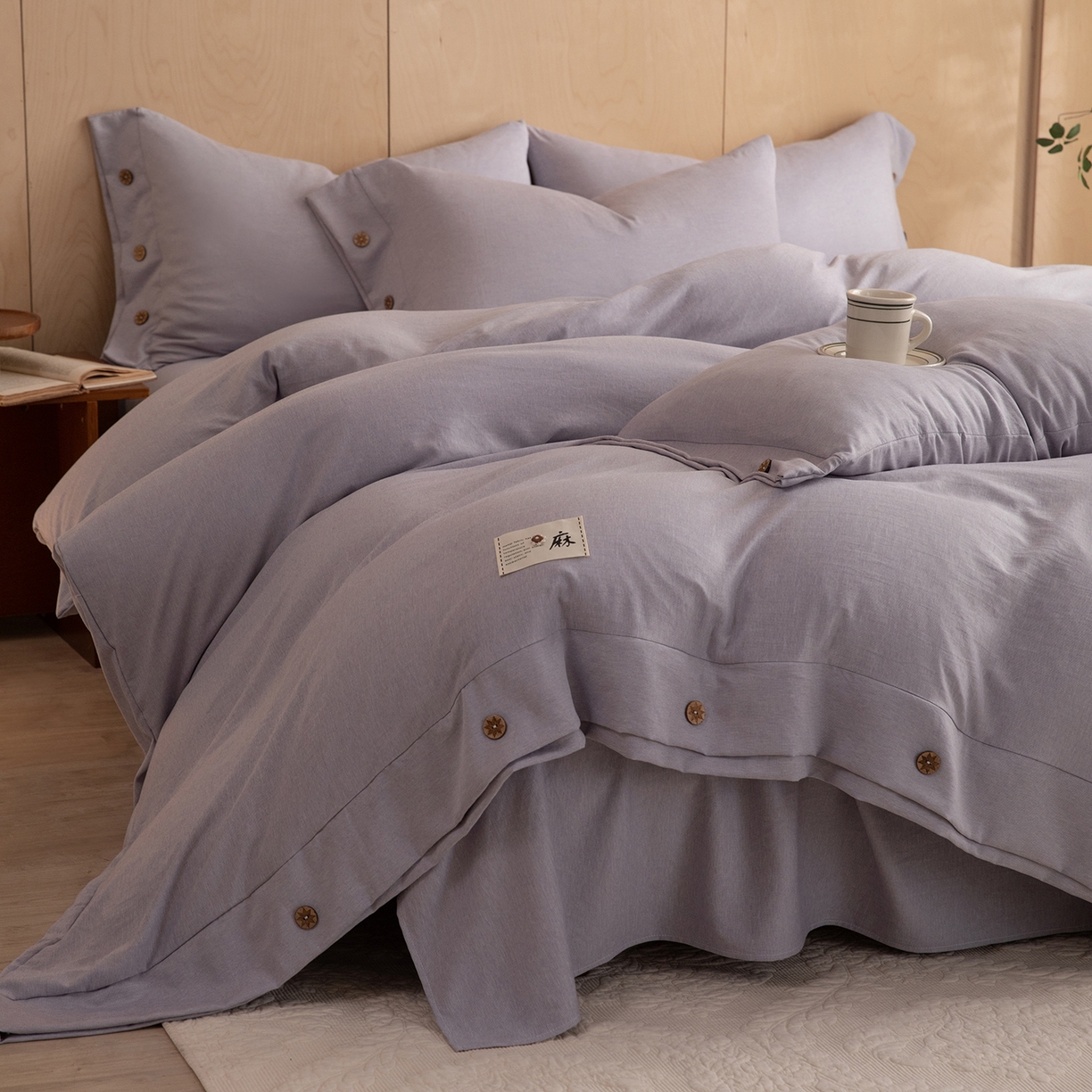 丝印良品 2026新款雨露麻纽扣款床单床笠四件套 雨露麻（紫色）