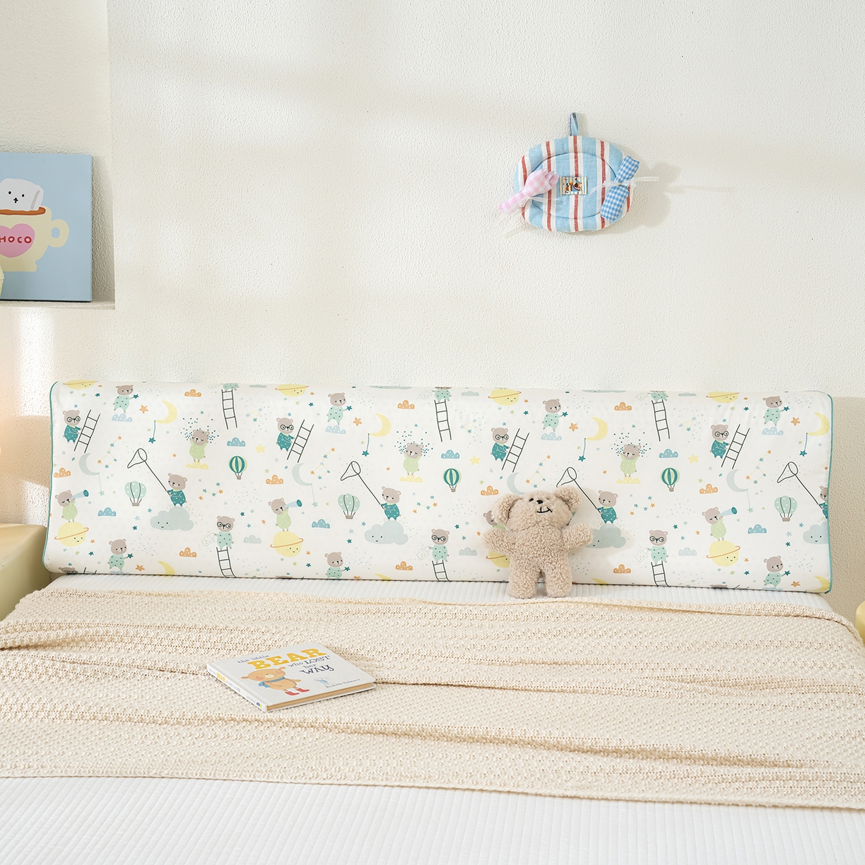 91家纺网 家纺一手货源 找家纺 良佐生活 2026新款60支长绒棉全棉贡缎双人乳胶枕套 小熊探月