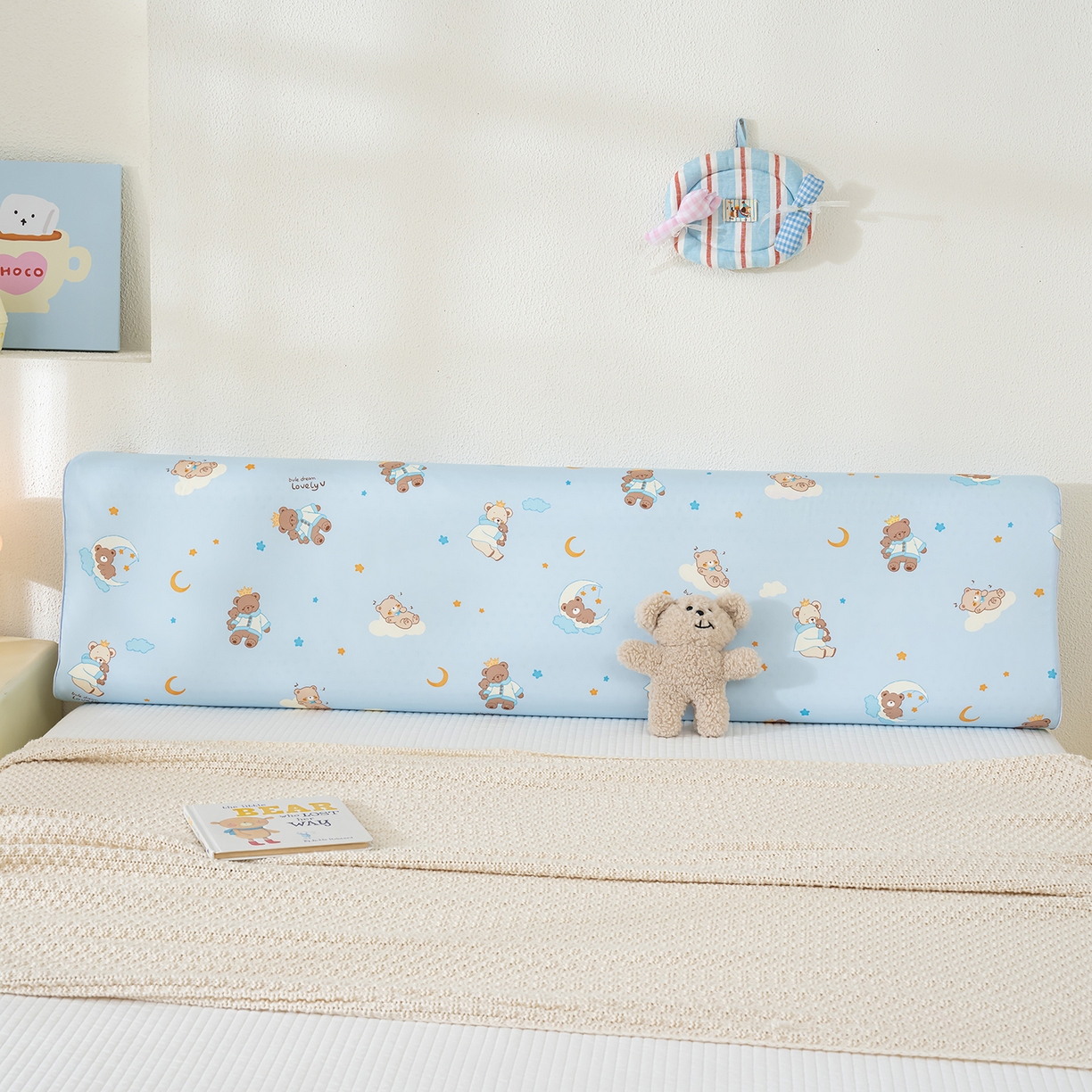 91家纺网 家纺一手货源 找家纺 良佐生活 2026新款60支长绒棉全棉贡缎双人乳胶枕套 晚安熊宝