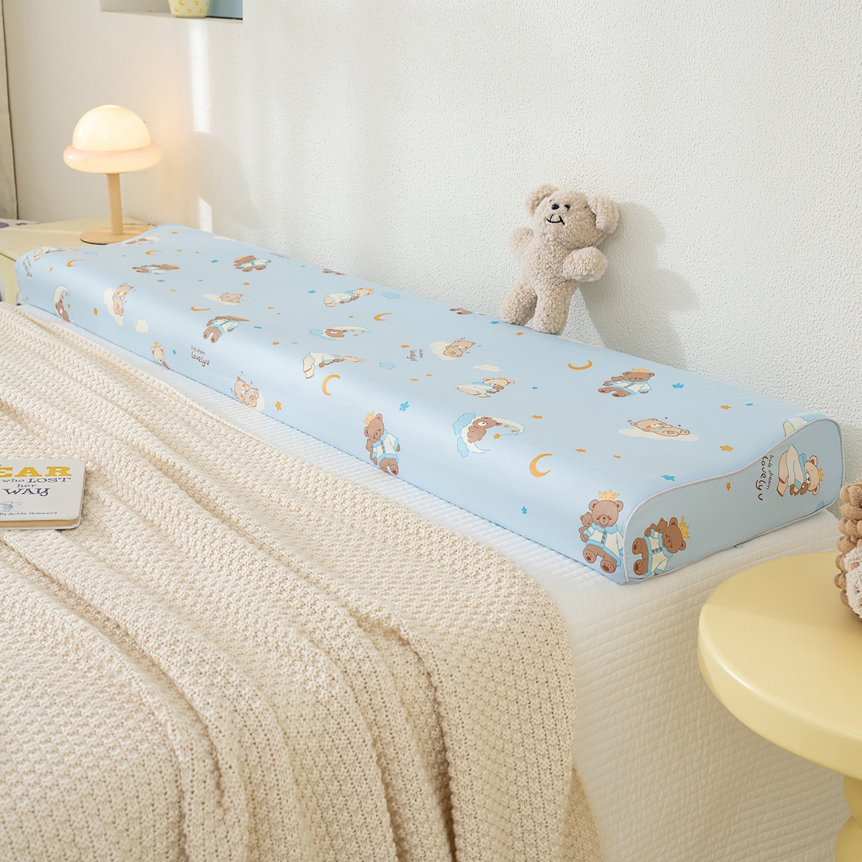 91家纺网 家纺一手货源 找家纺 良佐生活 2026新款60支长绒棉全棉贡缎双人乳胶枕套 晚安熊宝