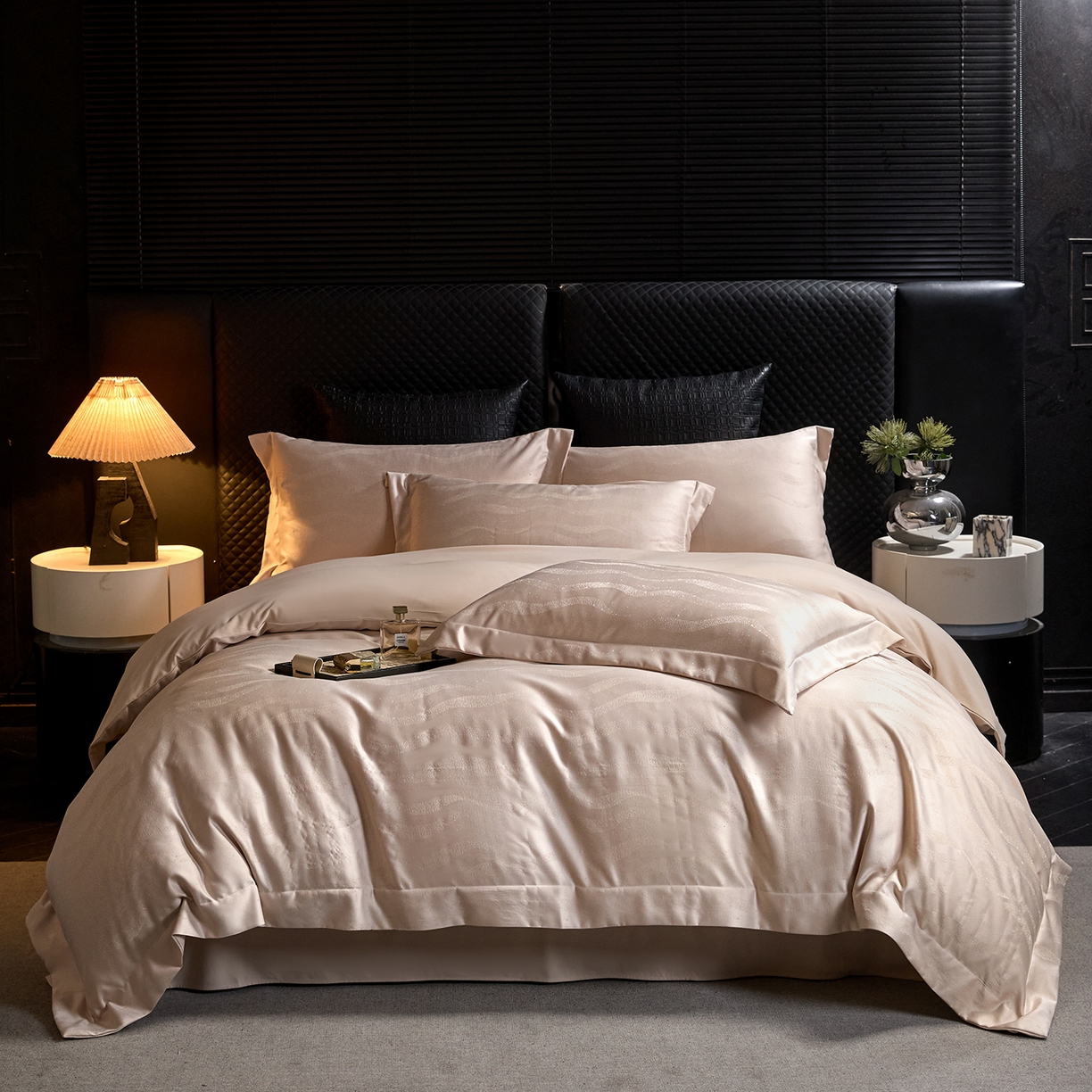 91家纺网 家纺一手货源 找家纺 丝印良品 2026新款压线款金丝提花床单床笠四件套 金丝提花-香槟金