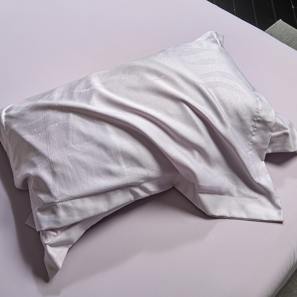 91家纺网 家纺一手货源 找家纺 丝印良品 2026新款压线款金丝提花床单床笠四件套 金丝提花-烟灰紫