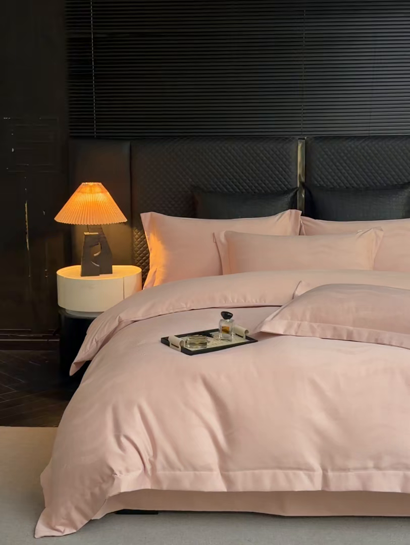 91家纺网 家纺一手货源 找家纺 丝印良品 2026新款压线款金丝提花床单床笠四件套 金丝提花-流云粉