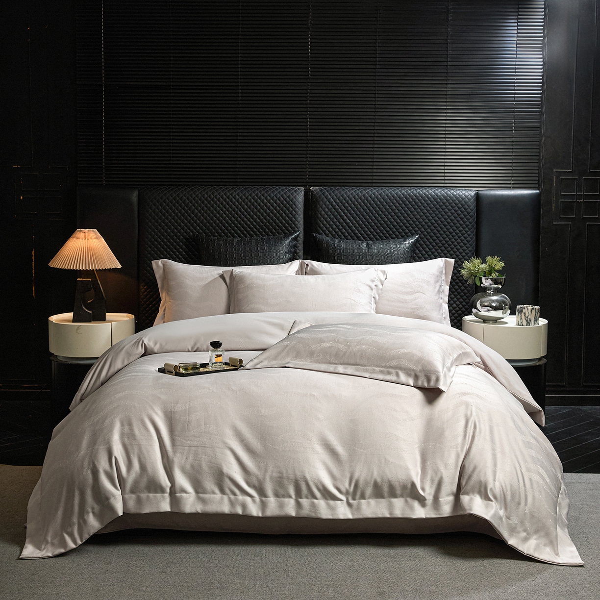 91家纺网 家纺一手货源 找家纺 丝印良品 2026新款压线款金丝提花床单床笠四件套 金丝提花-奶光杏