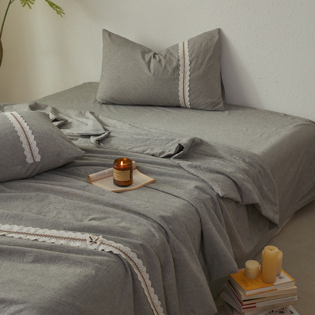 91家纺网 家纺一手货源 找家纺 尊妙被业 2026新款A类棉麻亚麻夏被大豆夏被四件套 棉麻 深灰